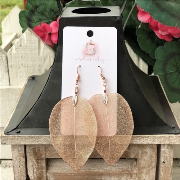 Natural Leaf Necklace or Earrings Multiple Colors - Picture 8 of 8